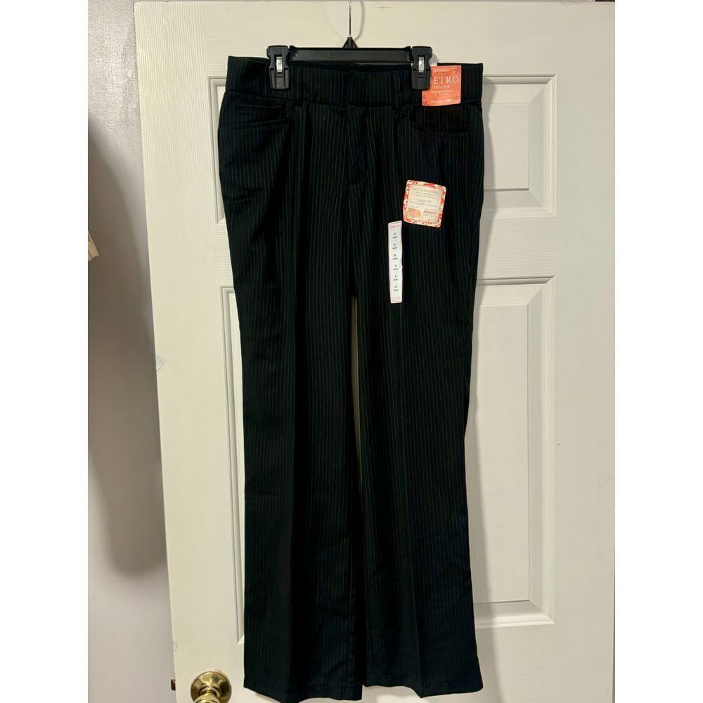 Dockers Metro Trouser‎ Pants Black Pinstripe Slimming Sure Fit Womens  6 Short